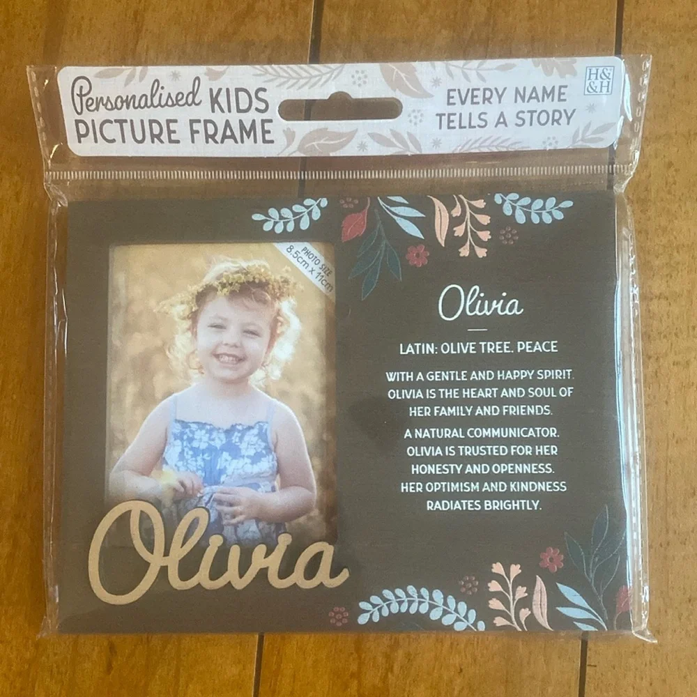 Picture frame personalized for Olivia. NWT